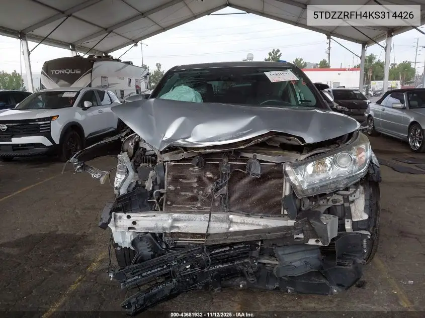 5TDZZRFH4KS314426 2019 Toyota Highlander Le