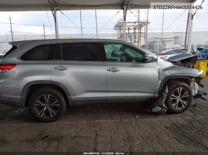 5TDZZRFH4KS314426 2019 Toyota Highlander Le