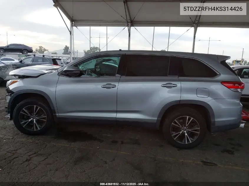 5TDZZRFH4KS314426 2019 Toyota Highlander Le