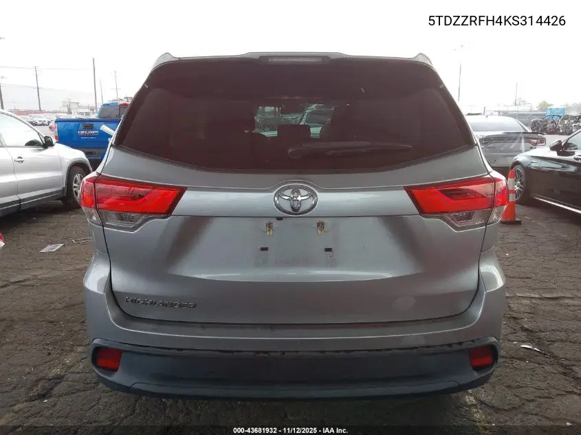 5TDZZRFH4KS314426 2019 Toyota Highlander Le