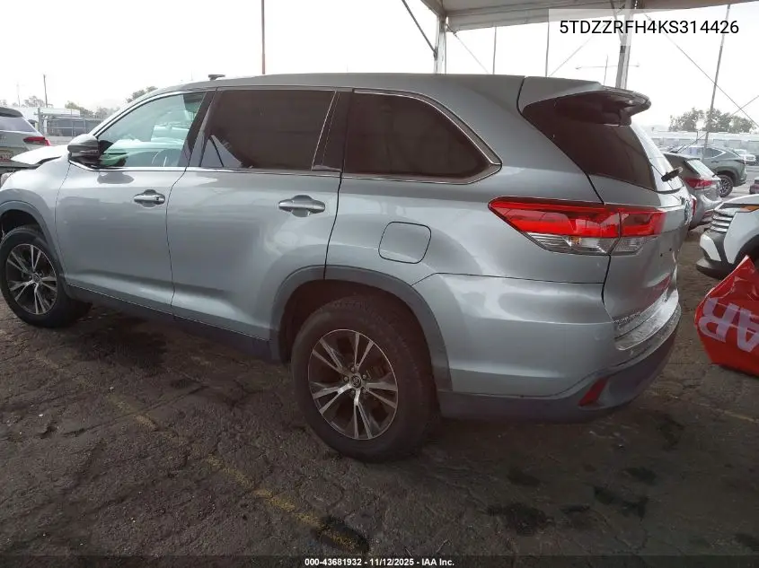5TDZZRFH4KS314426 2019 Toyota Highlander Le