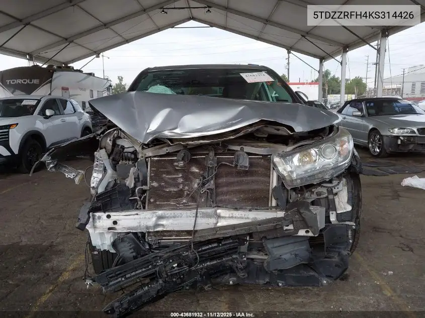 5TDZZRFH4KS314426 2019 Toyota Highlander Le