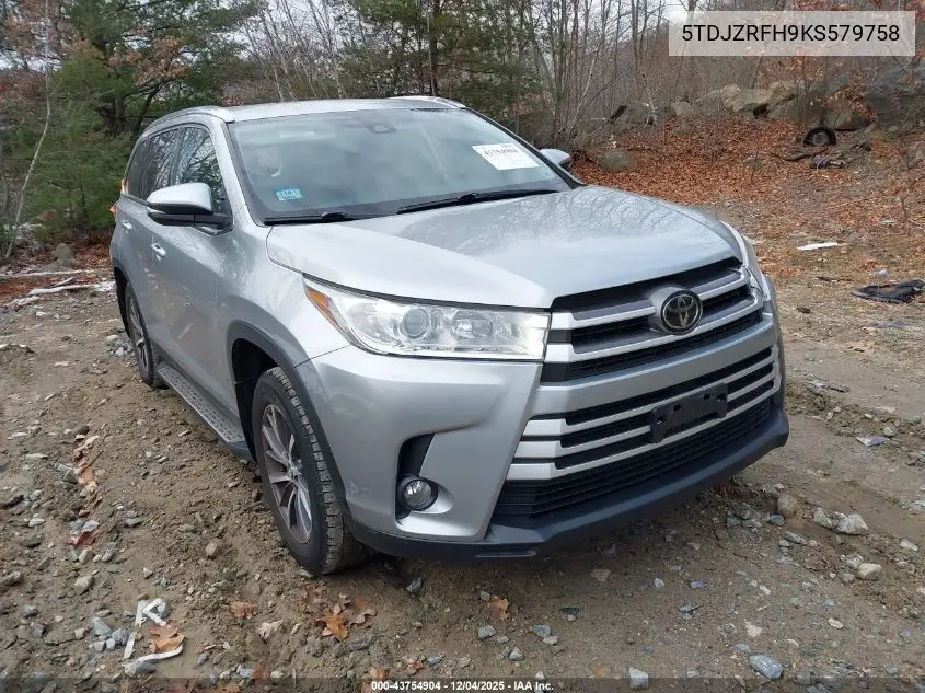 5TDJZRFH9KS579758 2019 Toyota Highlander Xle