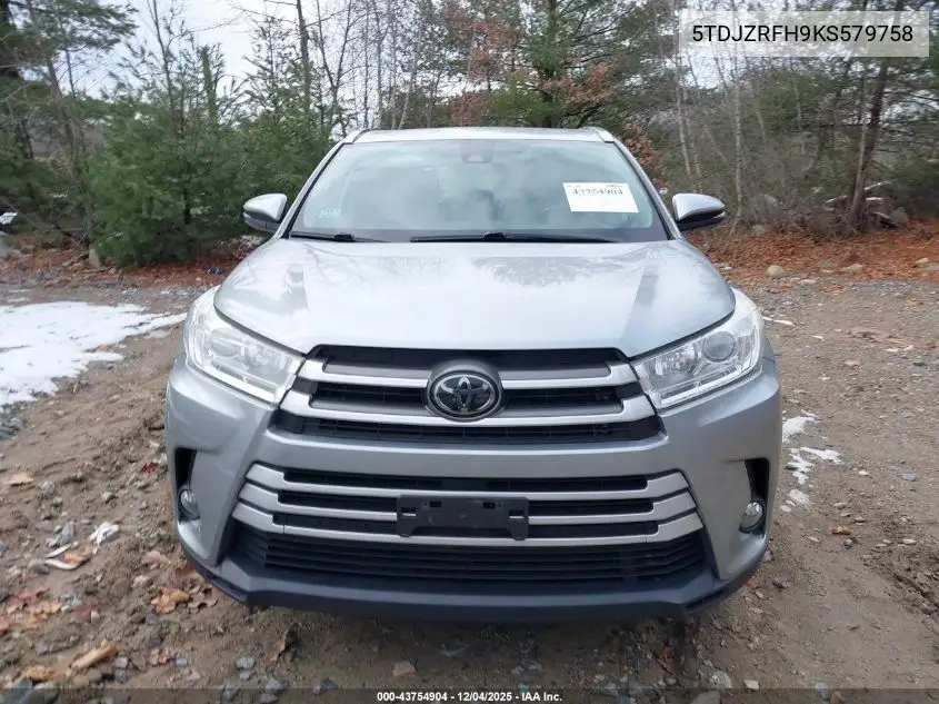 5TDJZRFH9KS579758 2019 Toyota Highlander Xle
