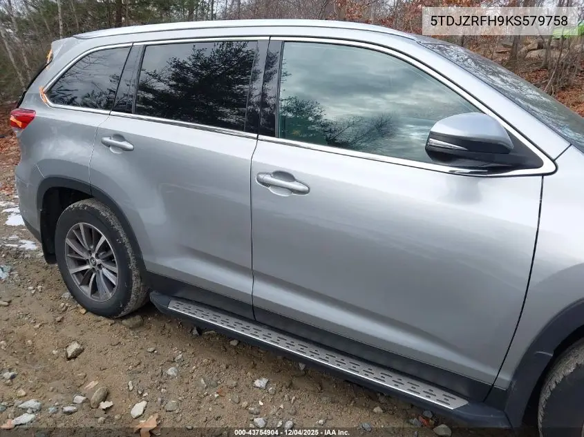 5TDJZRFH9KS579758 2019 Toyota Highlander Xle