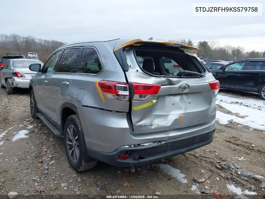 5TDJZRFH9KS579758 2019 Toyota Highlander Xle