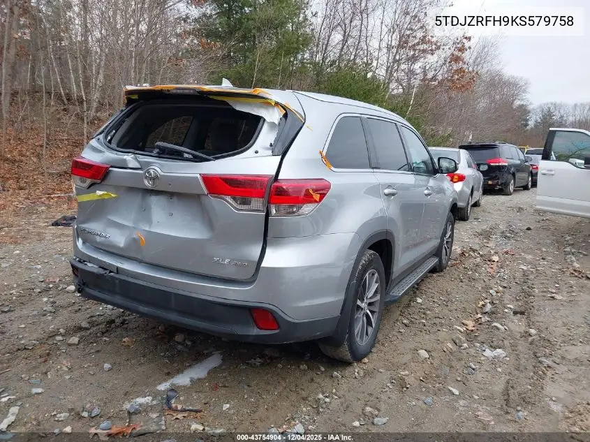 5TDJZRFH9KS579758 2019 Toyota Highlander Xle