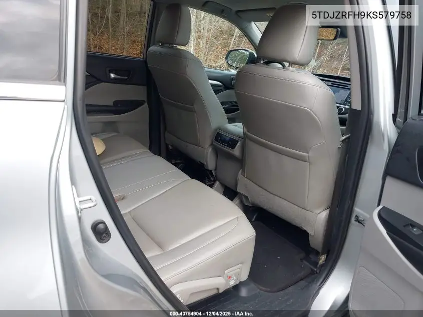 5TDJZRFH9KS579758 2019 Toyota Highlander Xle