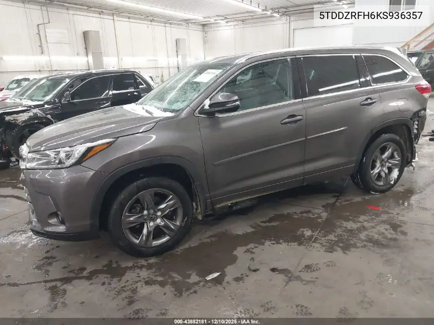 5TDDZRFH6KS936357 2019 Toyota Highlander Limited Platinum