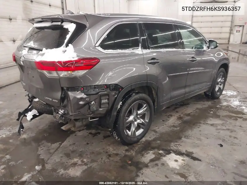 5TDDZRFH6KS936357 2019 Toyota Highlander Limited Platinum