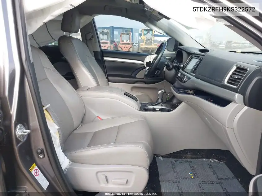 5TDKZRFH9KS322572 2019 Toyota Highlander Xle