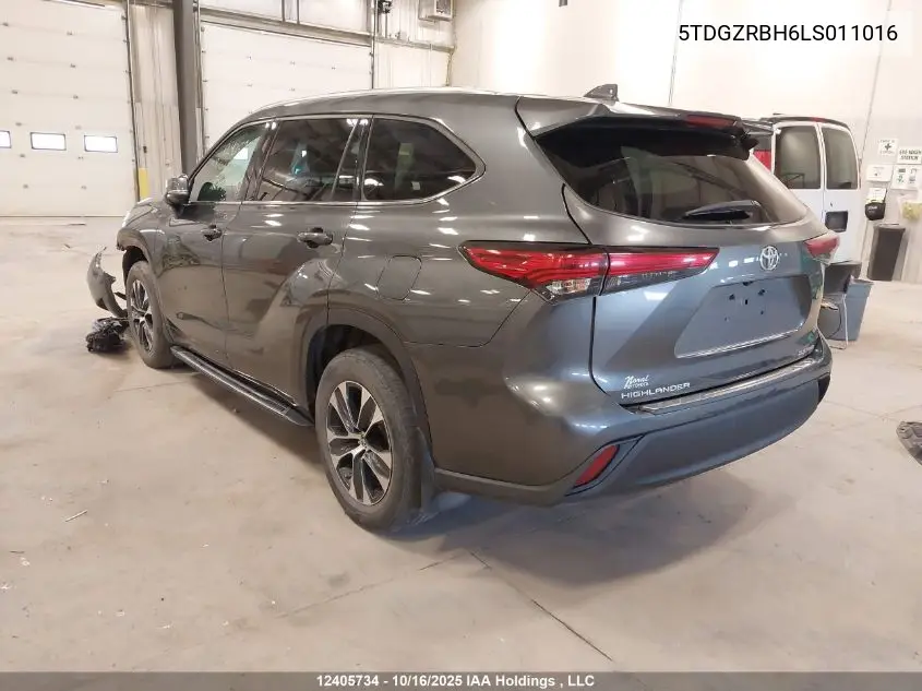 5TDGZRBH6LS011016 2020 Toyota Highlander Xle