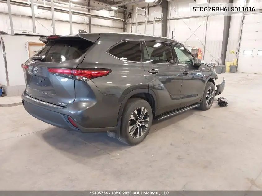 5TDGZRBH6LS011016 2020 Toyota Highlander Xle