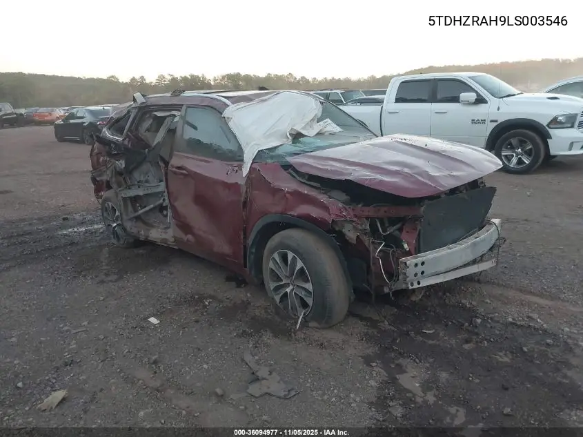 5TDHZRAH9LS003546 2020 Toyota Highlander Xle