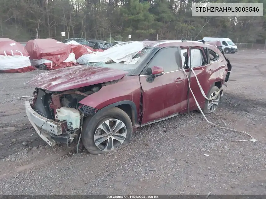 5TDHZRAH9LS003546 2020 Toyota Highlander Xle