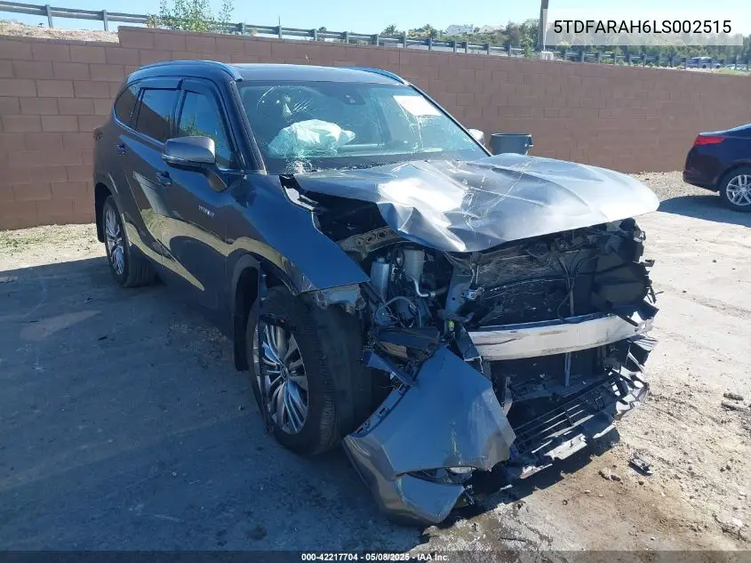 5TDFARAH6LS002515 2020 Toyota Highlander Hybrid Platinum