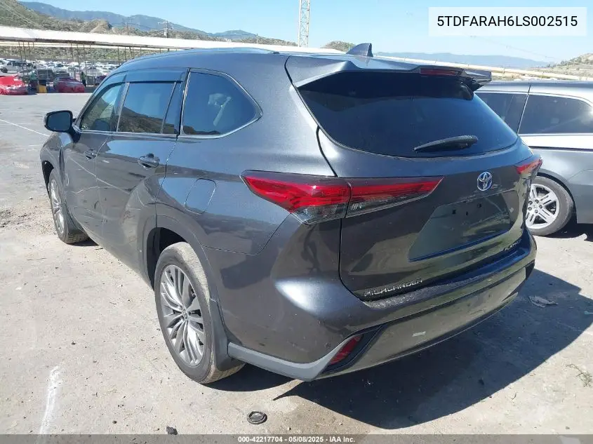 5TDFARAH6LS002515 2020 Toyota Highlander Hybrid Platinum
