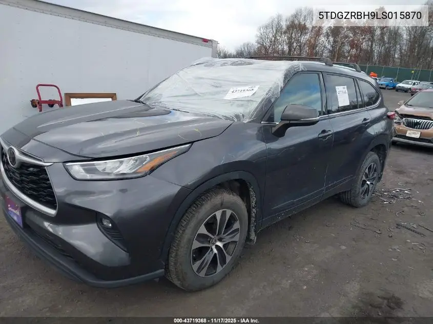 5TDGZRBH9LS015870 2020 Toyota Highlander Xle
