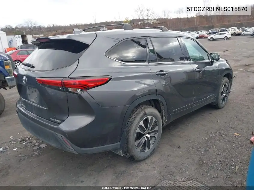 5TDGZRBH9LS015870 2020 Toyota Highlander Xle
