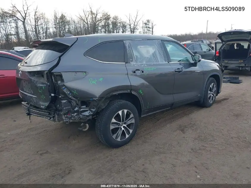 5TDHBRCH4LS509089 2020 Toyota Highlander Hybrid Xle