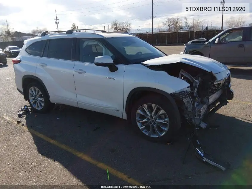 5TDXBRCH1LS012920 2020 Toyota Highlander Hybrid Limited