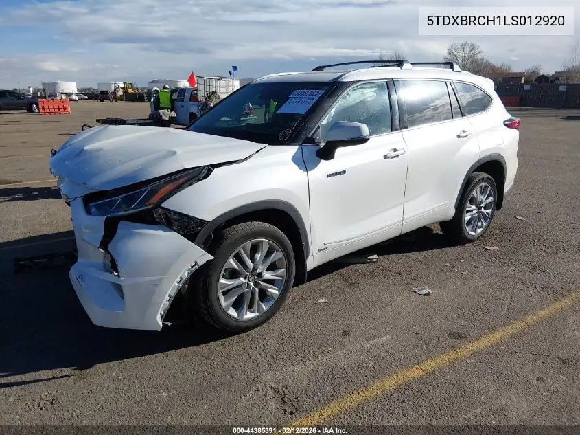 5TDXBRCH1LS012920 2020 Toyota Highlander Hybrid Limited