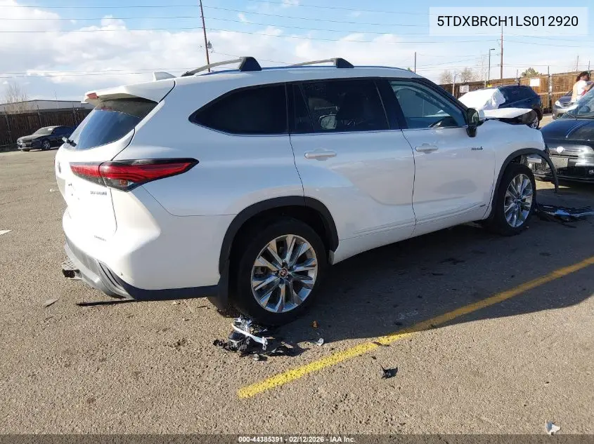 5TDXBRCH1LS012920 2020 Toyota Highlander Hybrid Limited