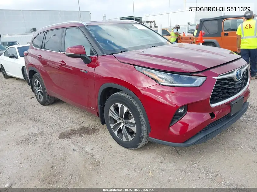 5TDGBRCH3LS511329 2020 Toyota Highlander Hybrid Xle