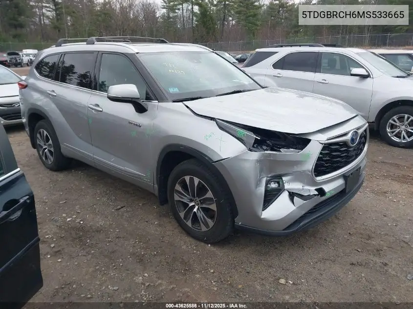 5TDGBRCH6MS533665 2021 Toyota Highlander Hybrid Xle