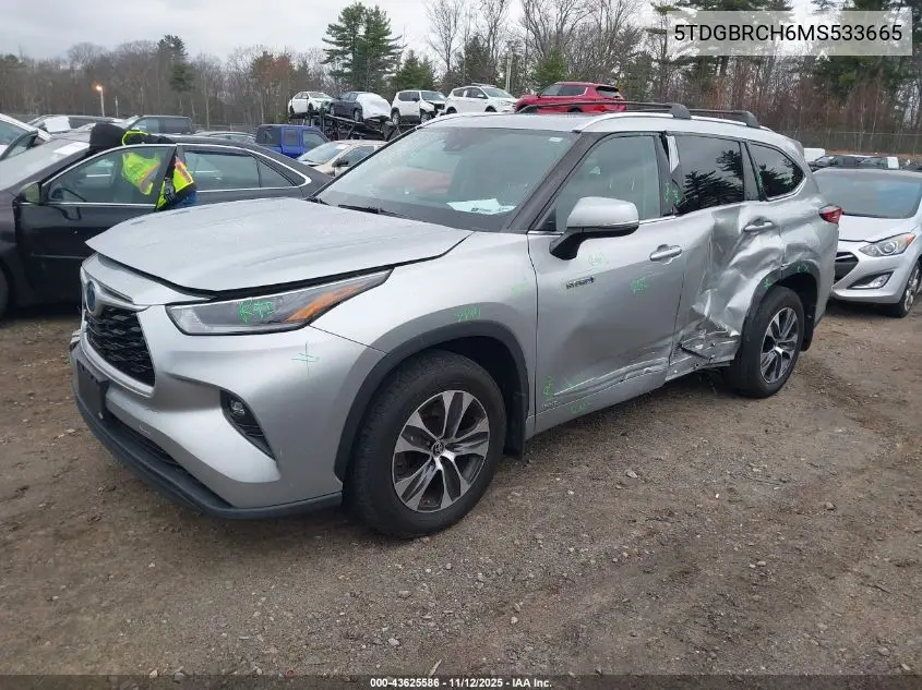5TDGBRCH6MS533665 2021 Toyota Highlander Hybrid Xle