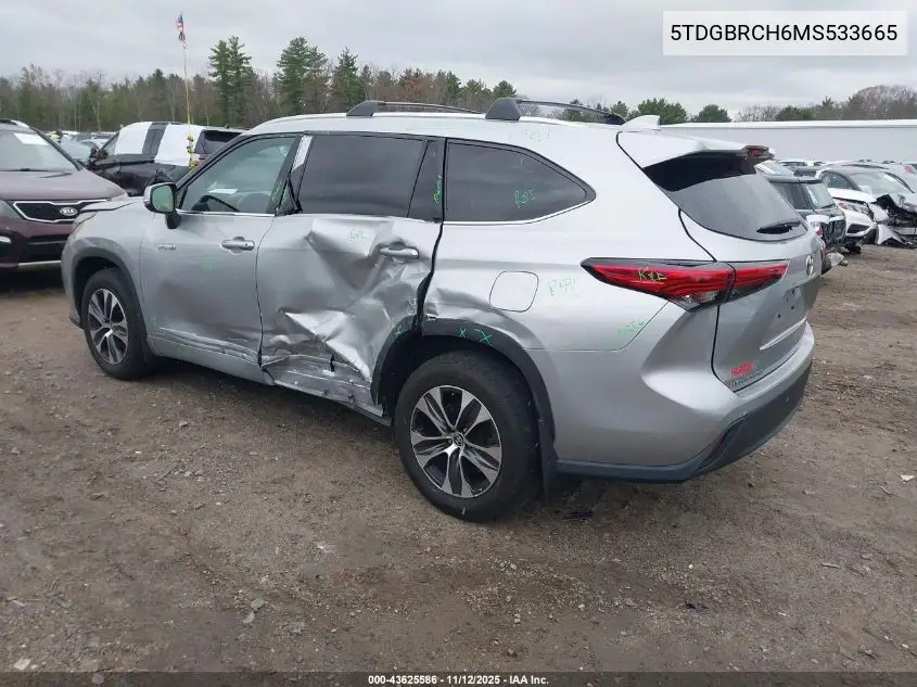 5TDGBRCH6MS533665 2021 Toyota Highlander Hybrid Xle