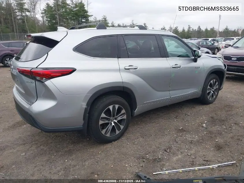 5TDGBRCH6MS533665 2021 Toyota Highlander Hybrid Xle