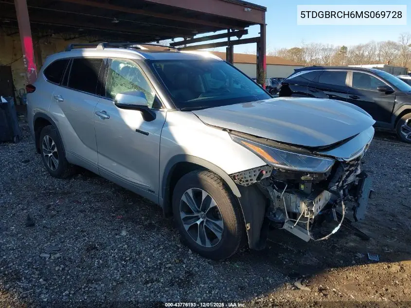5TDGBRCH6MS069728 2021 Toyota Highlander Hybrid Xle