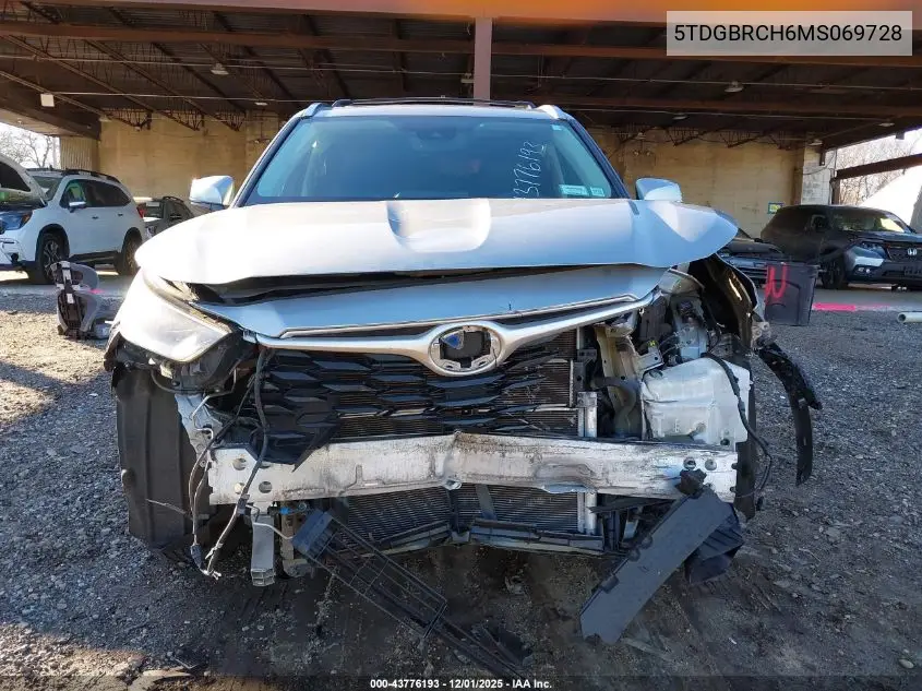 5TDGBRCH6MS069728 2021 Toyota Highlander Hybrid Xle