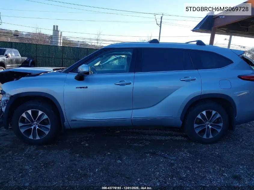 5TDGBRCH6MS069728 2021 Toyota Highlander Hybrid Xle