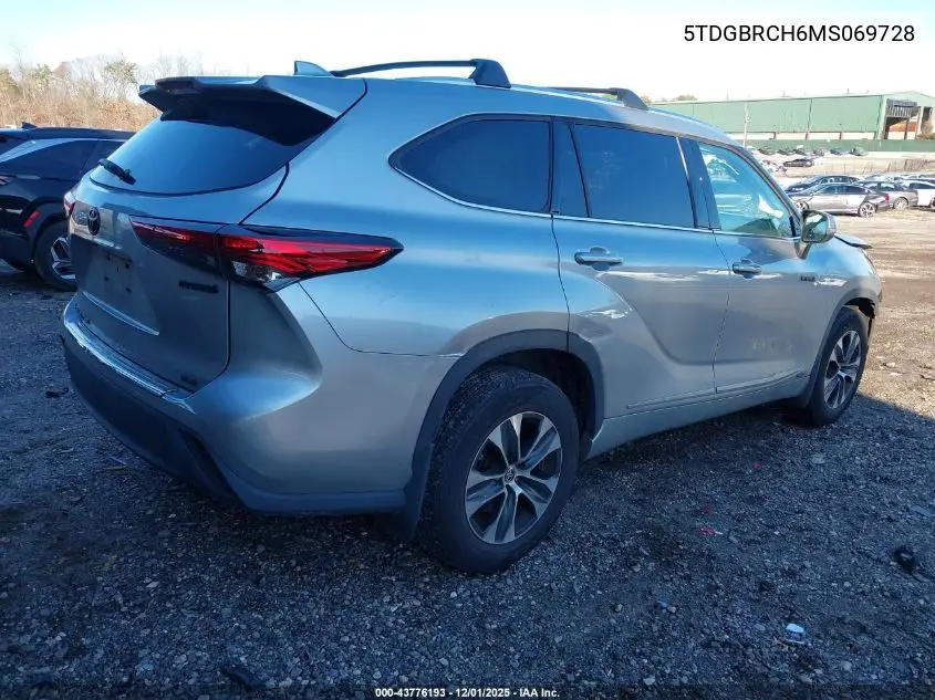 5TDGBRCH6MS069728 2021 Toyota Highlander Hybrid Xle