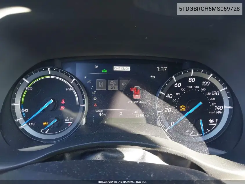 5TDGBRCH6MS069728 2021 Toyota Highlander Hybrid Xle