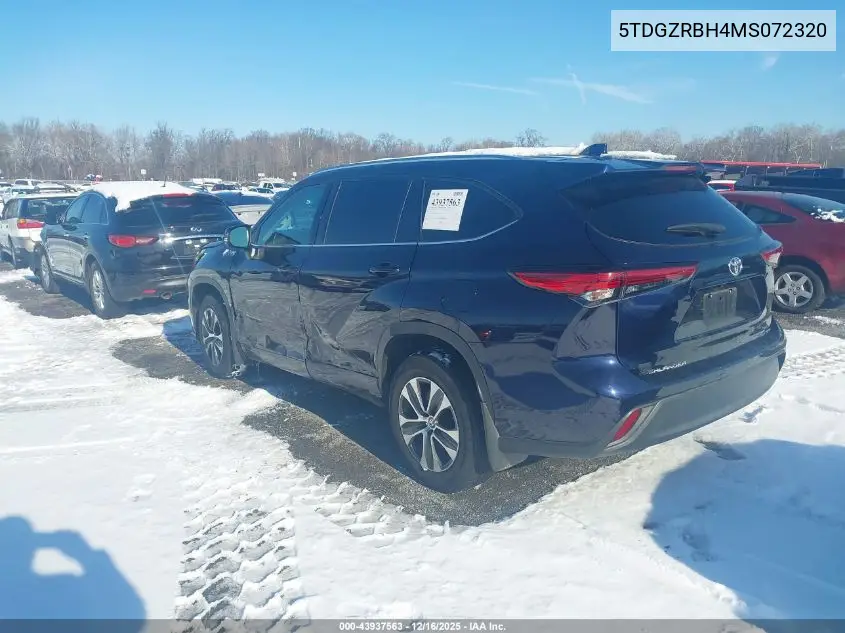 5TDGZRBH4MS072320 2021 Toyota Highlander Xle