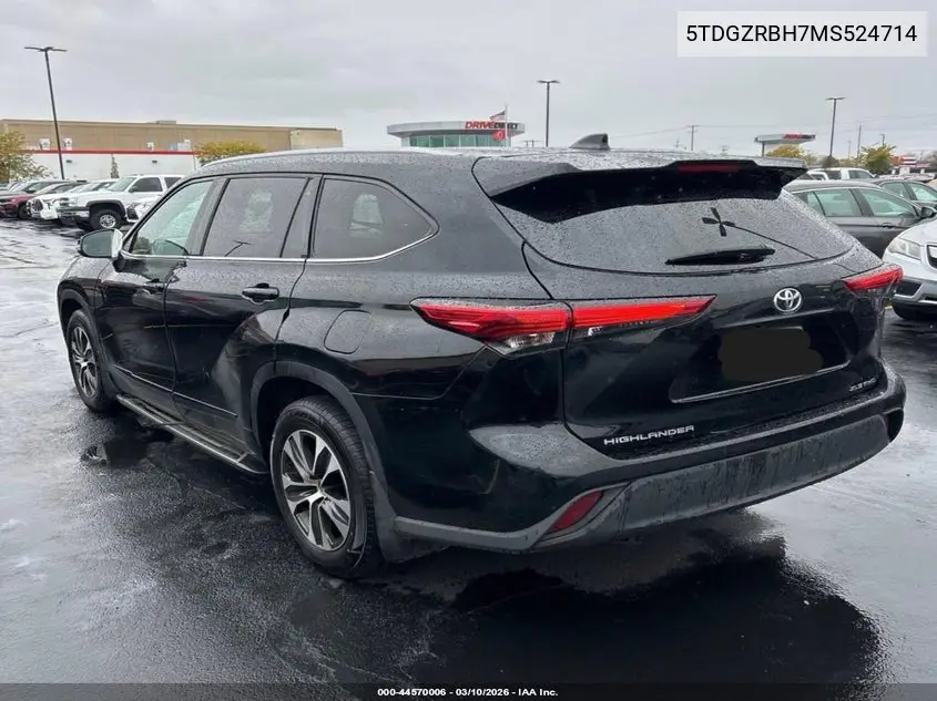 5TDGZRBH7MS524714 2021 Toyota Highlander Xle