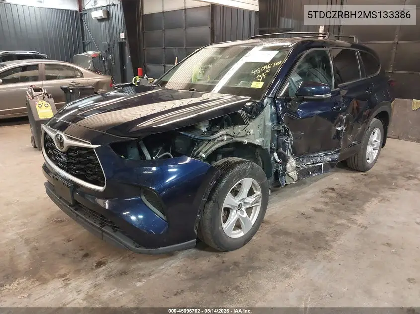 2021 Toyota Highlander L VIN: 5TDCZRBH2MS133386 Lot: 45096762