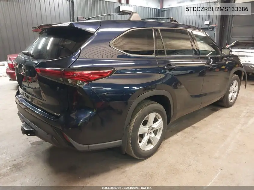 2021 Toyota Highlander L VIN: 5TDCZRBH2MS133386 Lot: 45096762
