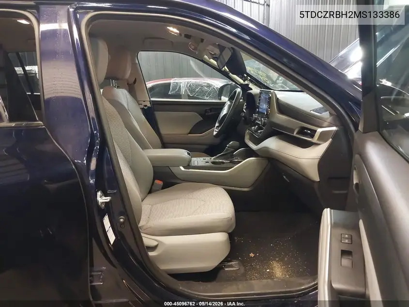 2021 Toyota Highlander L VIN: 5TDCZRBH2MS133386 Lot: 45096762