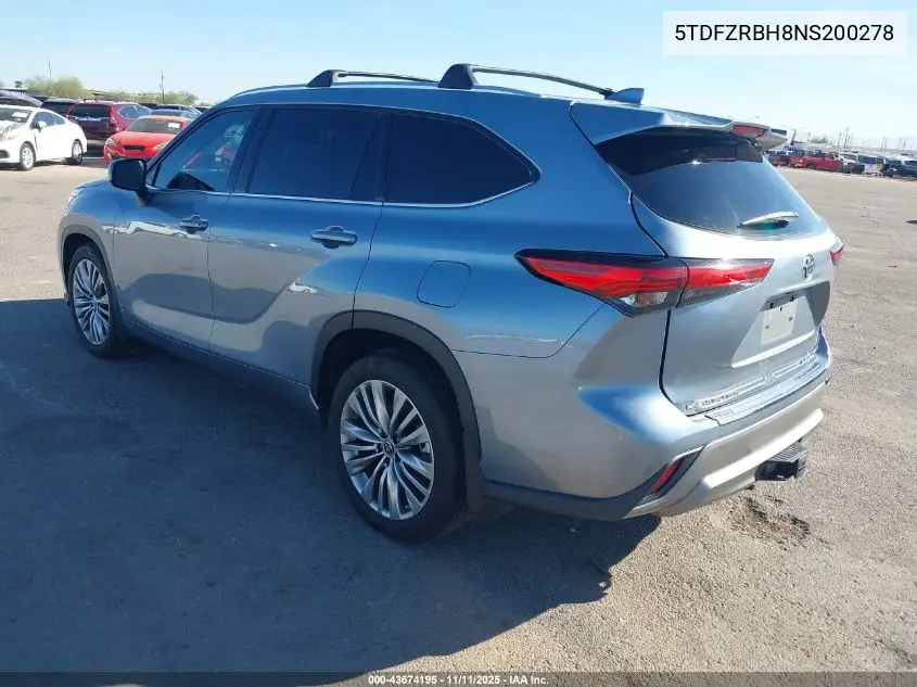 5TDFZRBH8NS200278 2022 Toyota Highlander Platinum