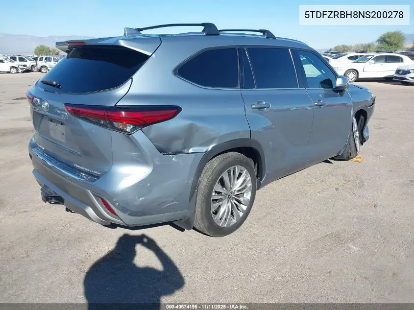 5TDFZRBH8NS200278 2022 Toyota Highlander Platinum