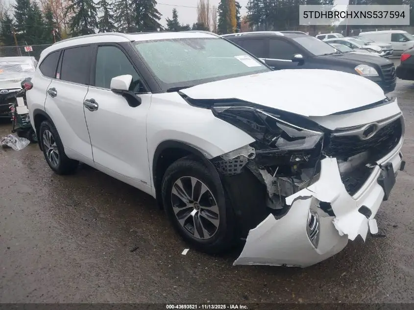 5TDHBRCHXNS537594 2022 Toyota Highlander Hybrid Xle