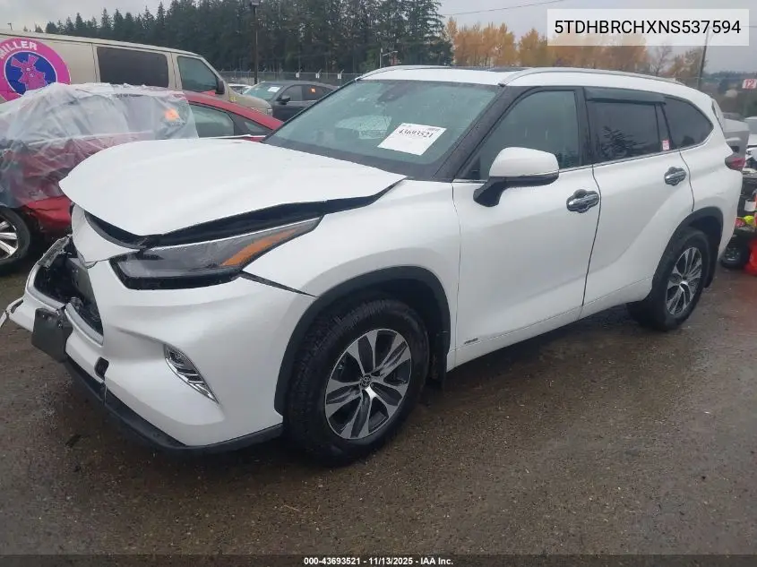 5TDHBRCHXNS537594 2022 Toyota Highlander Hybrid Xle