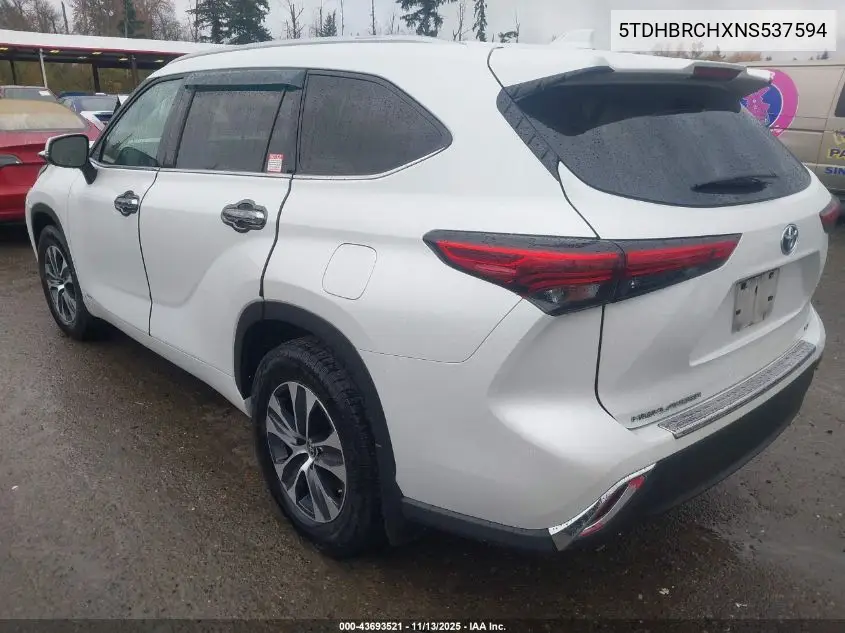 5TDHBRCHXNS537594 2022 Toyota Highlander Hybrid Xle