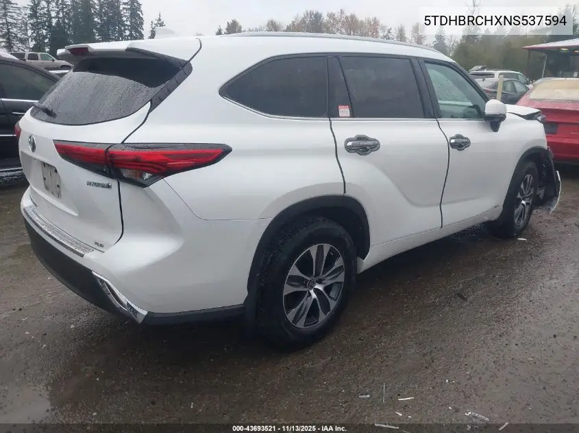 5TDHBRCHXNS537594 2022 Toyota Highlander Hybrid Xle