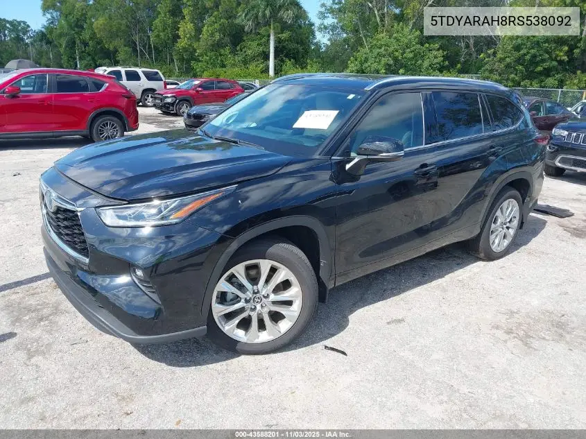 5TDYARAH8RS538092 2024 Toyota Highlander Hybrid Limited