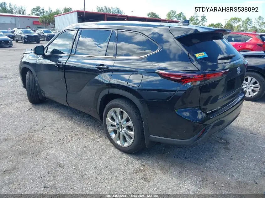 5TDYARAH8RS538092 2024 Toyota Highlander Hybrid Limited